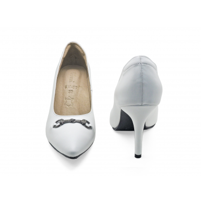 รองเท้าคัทชูส้นสูง SV-07 หนังนิ่มขาว