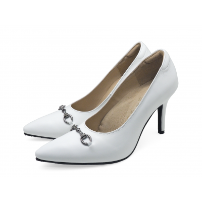 รองเท้าคัทชูส้นสูง SV-07 หนังนิ่มขาว