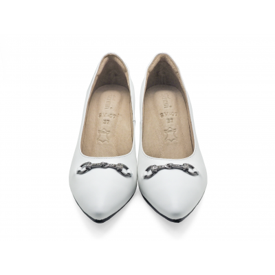 รองเท้าคัทชูส้นสูง SV-07 หนังนิ่มขาว