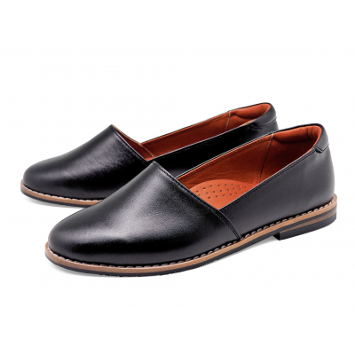 Women Courts Flat SY-03 Black Nappa