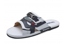 รองเท้าแตะพื้นบาง SKN-01 หนังนิ่มขาว-นิ่มกรมท่า-นิ่มเทา